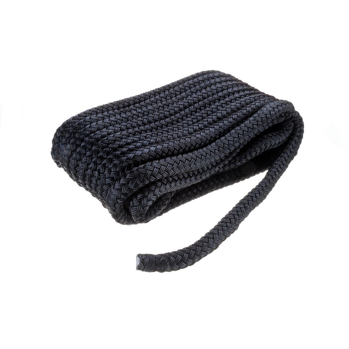 Seachoice Double-Braid Nylon Dock Line w/ Eye Splice, Pre-Shrunk, Heat Stabilized, 5/8 In. X 35 Ft., Black