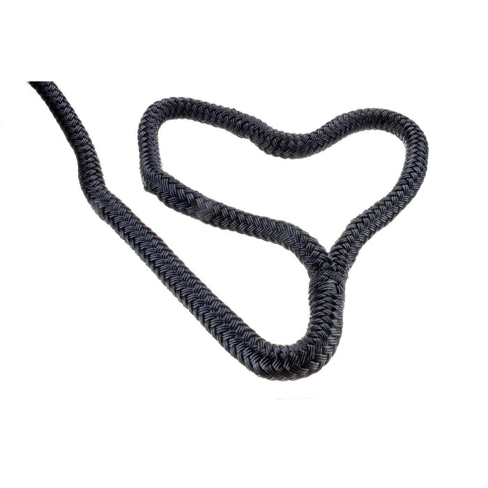 Seachoice Double-Braid Nylon Dock Line w/ Eye Splice, Pre-Shrunk, Heat Stabilized, 5/8 In. X 25 Ft., Black