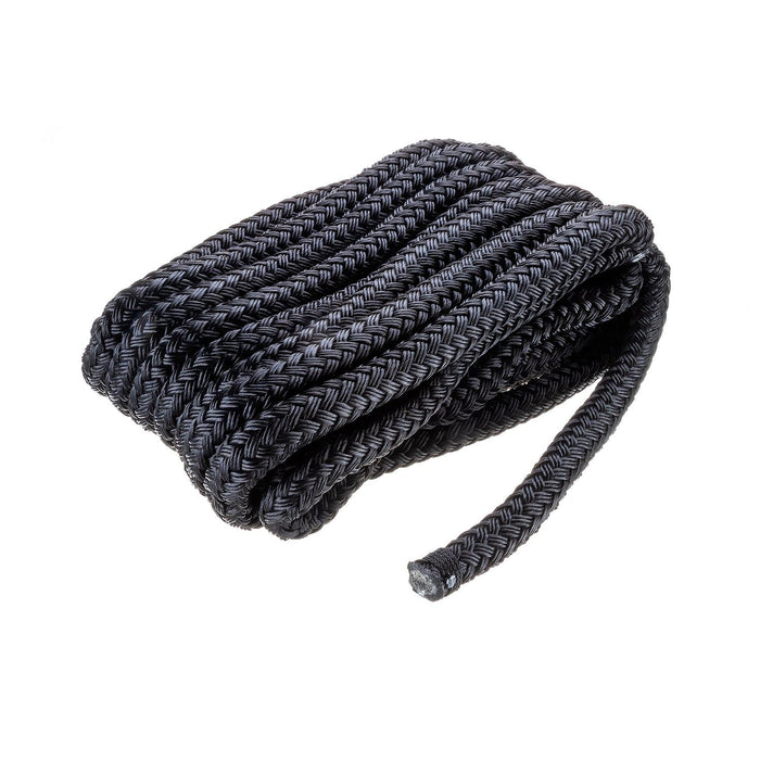 Seachoice Double-Braid Nylon Dock Line w/ Eye Splice, Pre-Shrunk, Heat Stabilized, 5/8 In. X 25 Ft., Black