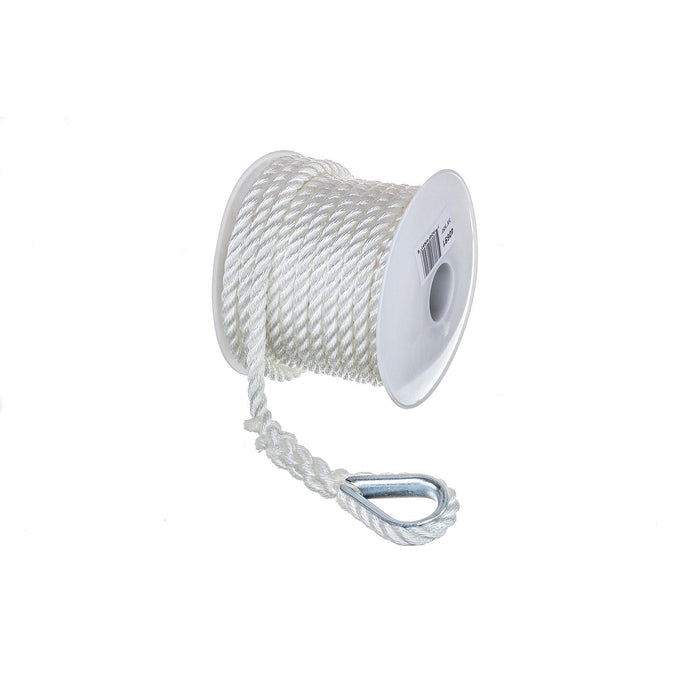 Seachoice 40691 3-Strand Twisted Nylon Anchor Line White, 3/8" x 50'