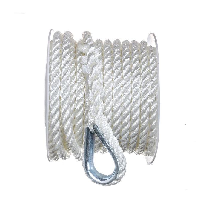 Seachoice 40691 3-Strand Twisted Nylon Anchor Line White, 3/8" x 50'