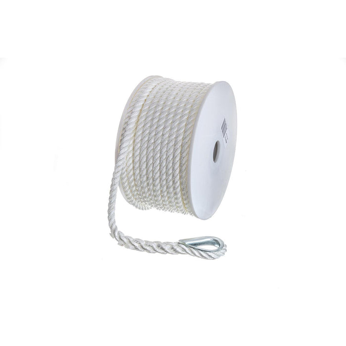 Seachoice 40711 3-Strand Twisted Nylon Anchor Line White, 3/8" x 100'