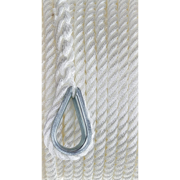 Seachoice 40711 3-Strand Twisted Nylon Anchor Line White, 3/8" x 100'