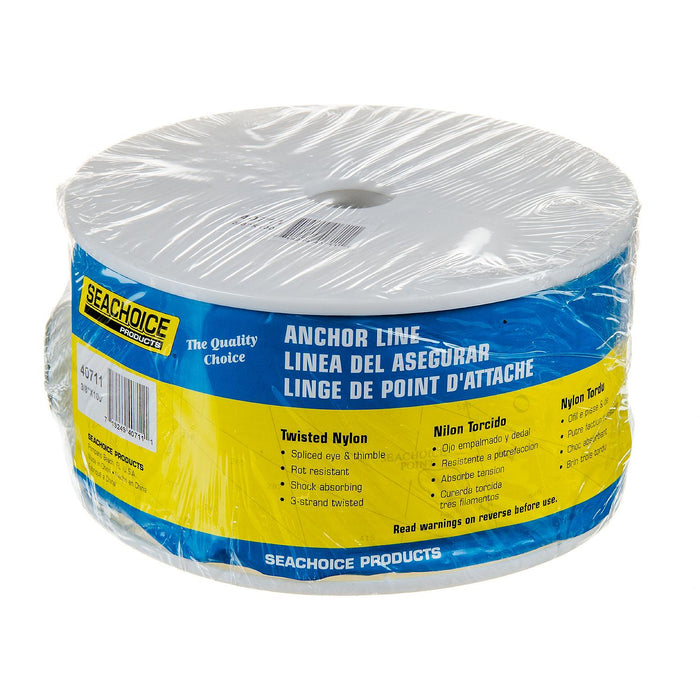 Seachoice 40711 3-Strand Twisted Nylon Anchor Line White, 3/8" x 100'