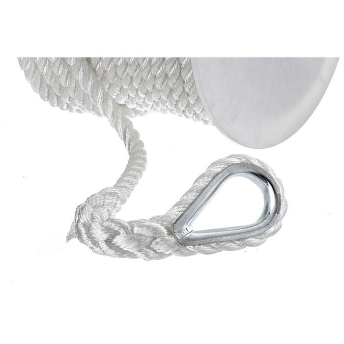 Seachoice 40731 3-Strand Twisted Nylon Anchor Line White, 1/2" x 100'