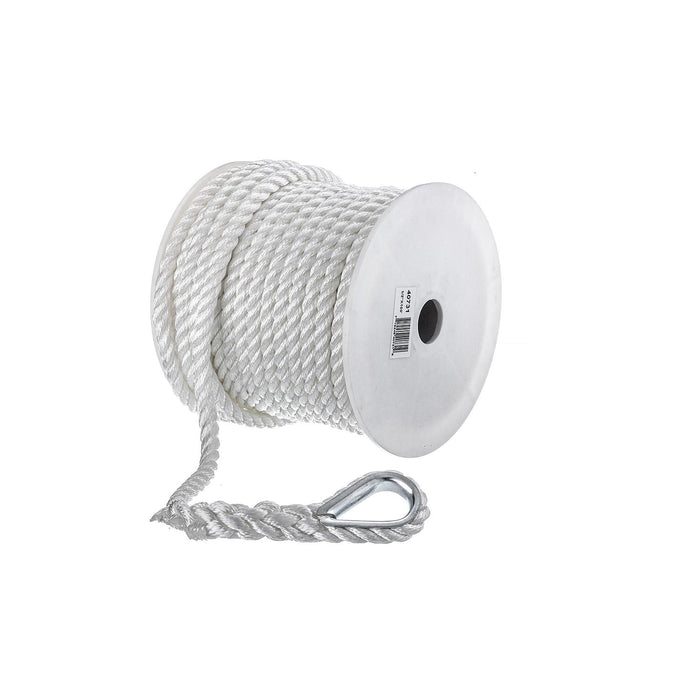 Seachoice 40731 3-Strand Twisted Nylon Anchor Line White, 1/2" x 100'
