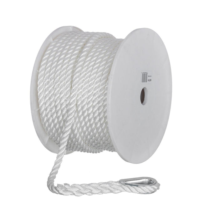 Seachoice 40741 3-Strand Twisted Nylon Anchor Line White, 1/2" x 150'