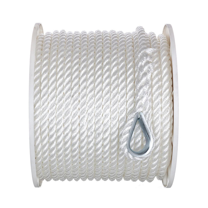 Seachoice 40751 3-Strand Twisted Nylon Anchor Line White, 1/2" x 200'