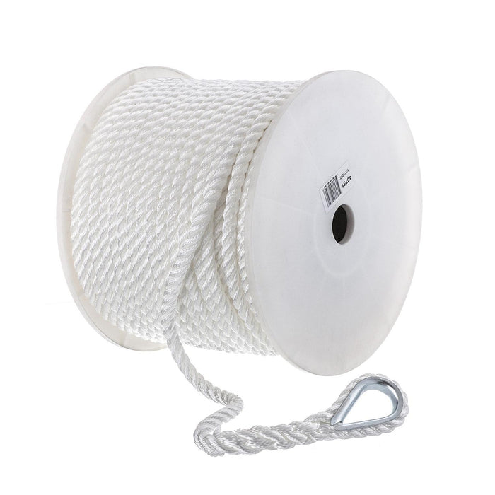 Seachoice 40751 3-Strand Twisted Nylon Anchor Line White, 1/2" x 200'
