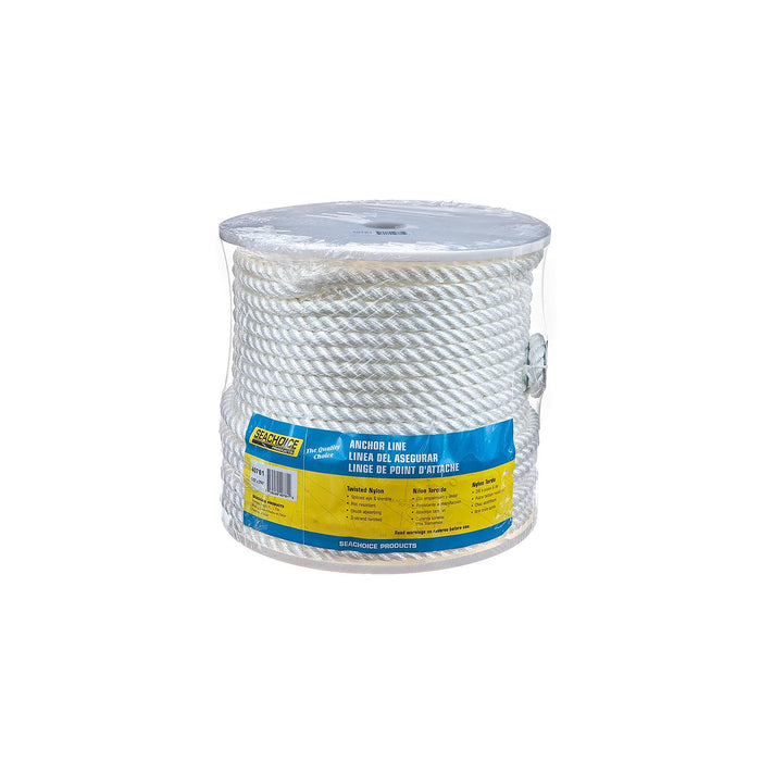 Seachoice 40781 3-Strand Twisted Nylon Anchor Line White, 1/2" x 250'
