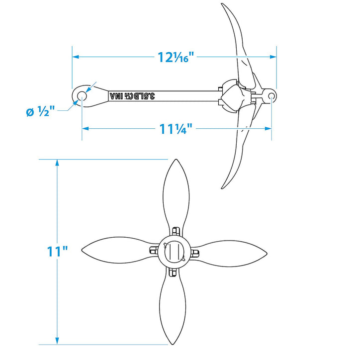 Seachoice Galvanized Folding Grapnel Anchor