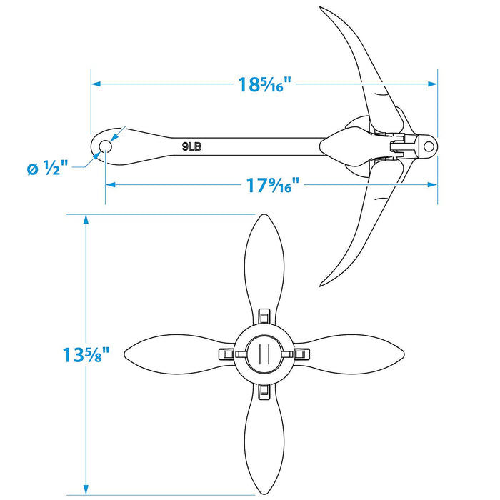 Seachoice Galvanized Folding Grapnel Anchor