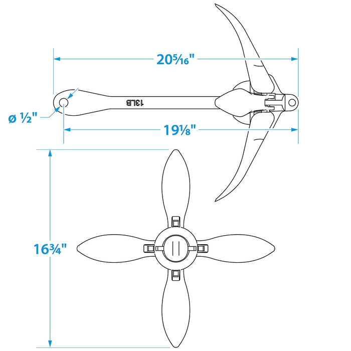 Seachoice Galvanized Folding Grapnel Anchor