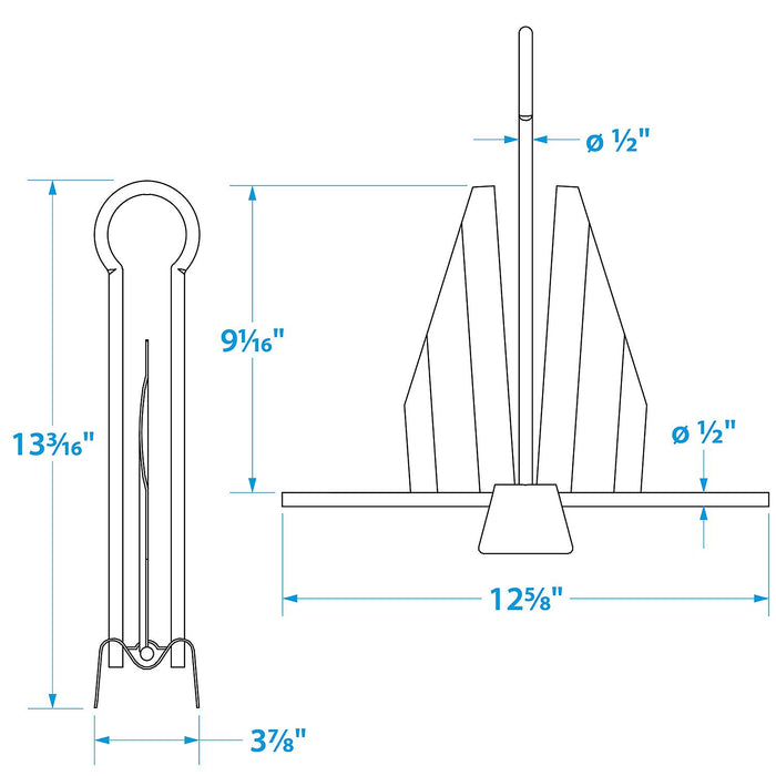 Seachoice 41610 Hot Dipped Galvanized Utility Anchor, Size 7E