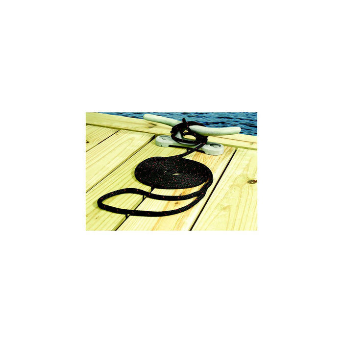 Seachoice 42401 Double Braided 100% MFP Dock Line 3/8" x 15' White w/Black, Tracer