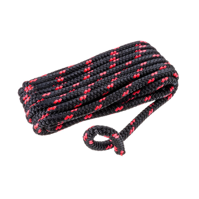 Seachoice 42431 Double Braided 100% MFP Dock Line 3/8" x 15' Black w/Red Tracer