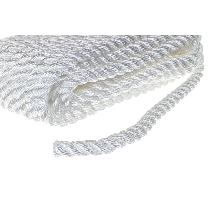 Seachoice 42531 3-Strand Twisted Nylon Dock Line, 3/8" x 25', White