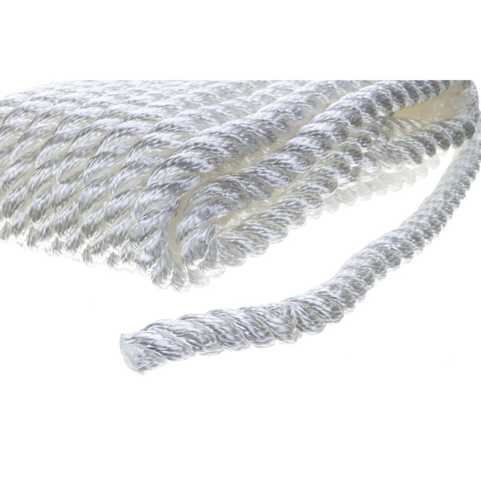 Seachoice 42571 3-Strand Twisted Nylon Dock Line, 1/2" x 25', White