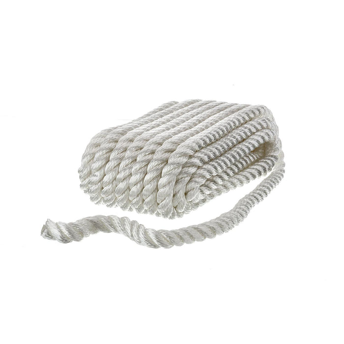 Seachoice 42581 3-Strand Twisted Nylon Dock Line, 1/2" x 30', White