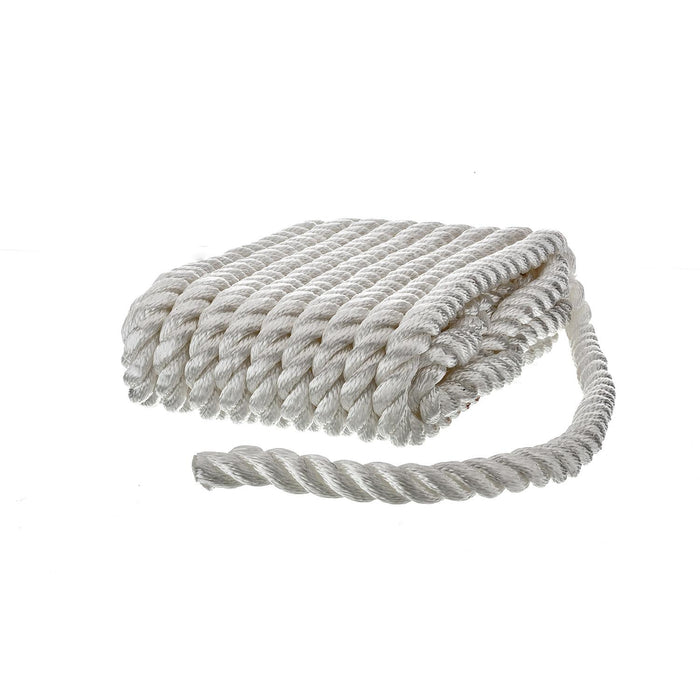 Seachoice 42611 3-Strand Twisted Nylon Dock Line, 5/8" x 30', White