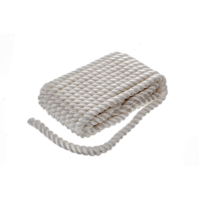 Seachoice 42611 3-Strand Twisted Nylon Dock Line, 5/8" x 30', White