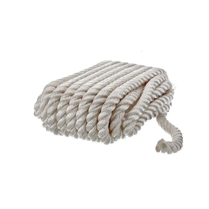 Seachoice 42621 3-Strand Twisted Nylon Dock Line, 5/8" x 35', White