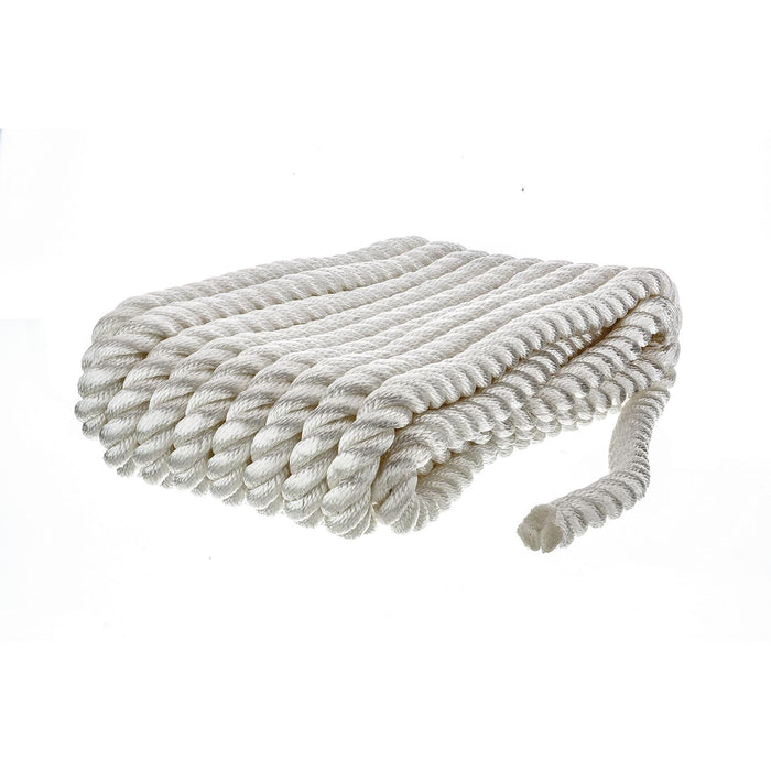 Seachoice 42631 3-Strand Twisted Nylon Dock Line, White, 3/4" x 25'