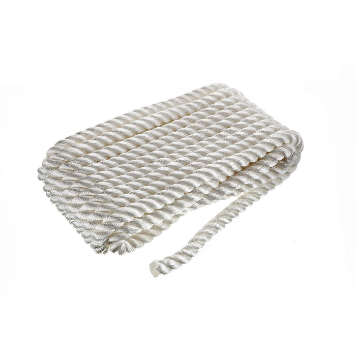 Seachoice 42641 3-Strand Twisted Nylon Dock Line, White, 3/4" x 35'