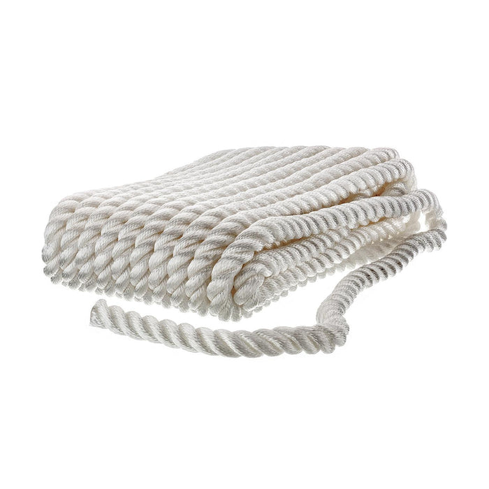 Seachoice 42651 3-Strand Twisted Nylon Dock Line, White, 3/4" x 50'