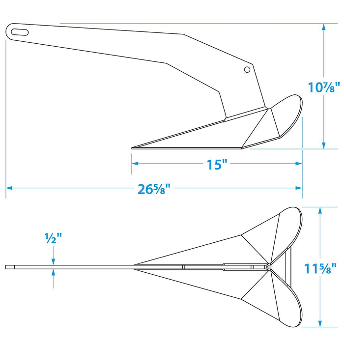 Seachoice 43850 Stainless Steel Plow Anchor, 22 lbs.