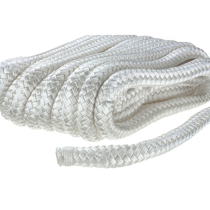 Seachoice 46951 Double-Braid Nylon Dock Line w/ Eye Splice, Pre-Shrunk, Heat Stabilized, 5/8 In. X 30 Ft., White