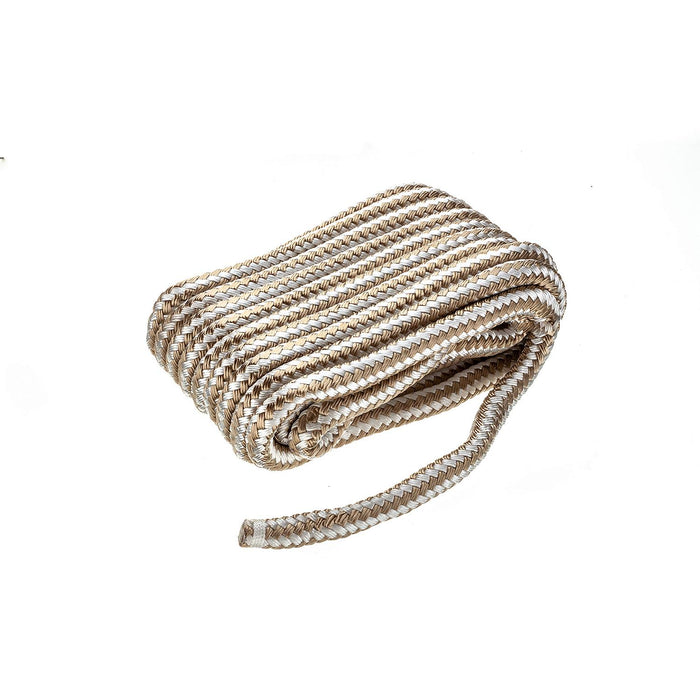 Seachoice Double-Braid Nylon Dock Line w/ Eye Splice, Pre-Shrunk, Heat Stabilized, 5/8 In. X 30 Ft., Gold White