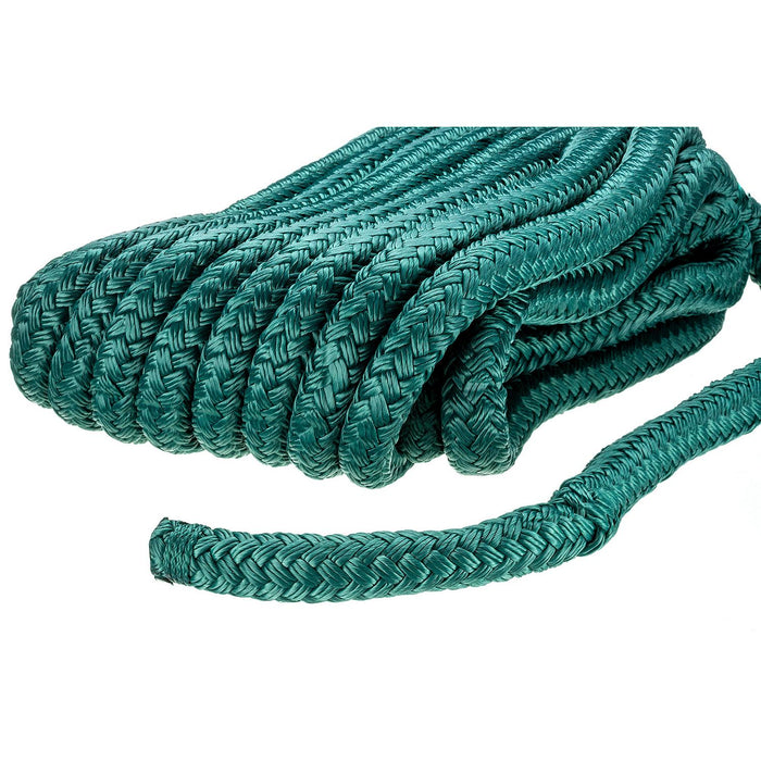 Seachoice 46981 Double-Braid Nylon Dock Line w/ Eye Splice, Pre-Shrunk, Heat Stabilized, 5/8 In. X 30 Ft., Forest Green