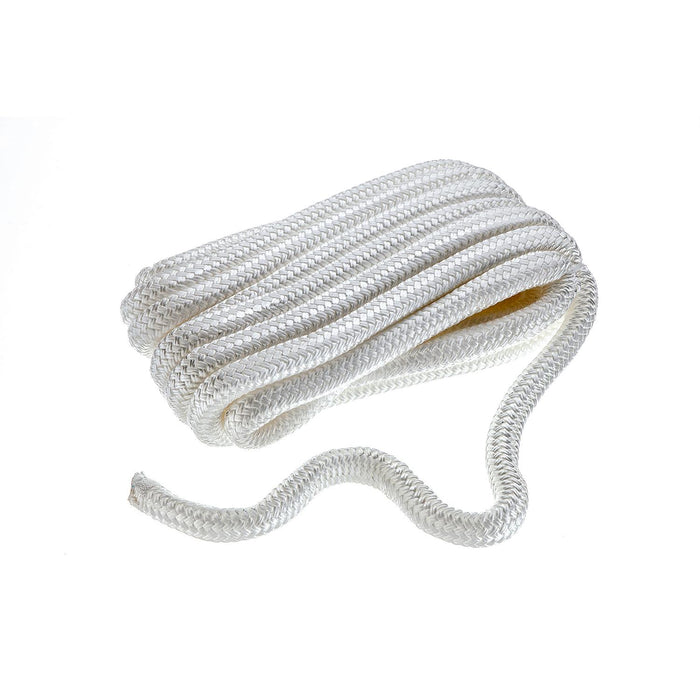 Seachoice Double-Braid Nylon Dock Line w/ Eye Splice, Pre-Shrunk, Heat Stabilized, 3/4 In. X 25 Ft., White