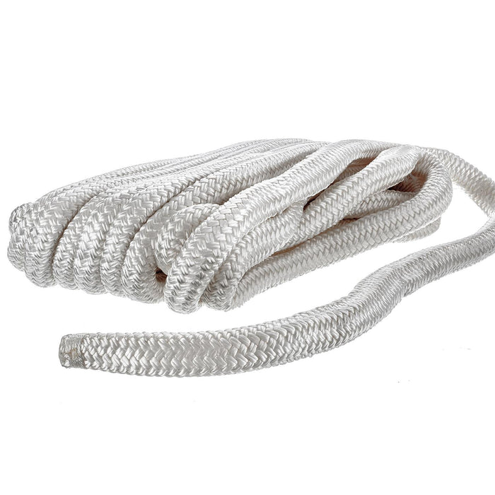 Seachoice Double-Braid Nylon Dock Line w/ Eye Splice, Pre-Shrunk, Heat Stabilized, 3/4 In. X 35 Ft., White