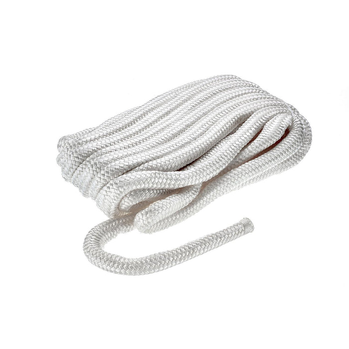 Seachoice Double-Braid Nylon Dock Line w/ Eye Splice, Pre-Shrunk, Heat Stabilized, 3/4 In. X 35 Ft., White