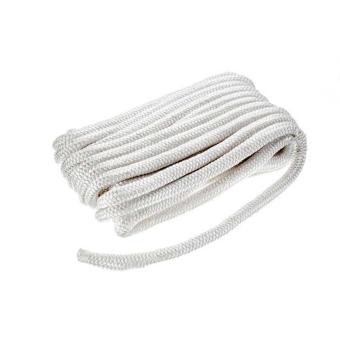 Seachoice Double-Braid Nylon Dock Line w/ Eye Splice, Pre-Shrunk, Heat Stabilized, 3/4 In. X 50 Ft., White
