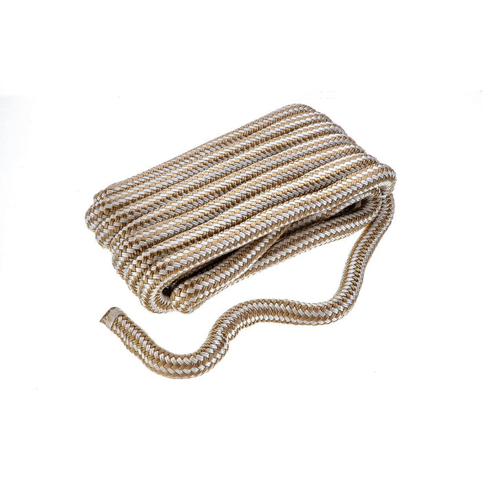 Seachoice Double-Braid Nylon Dock Line w/ Eye Splice, Pre-Shrunk, Heat Stabilized, 3/4 In. X 25 Ft., Gold White