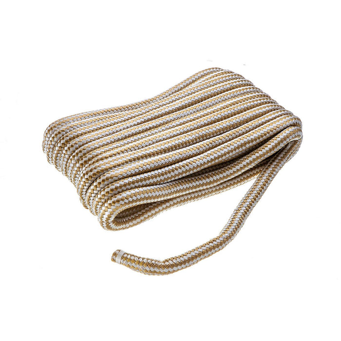 Seachoice Double-Braid Nylon Dock Line w/ Eye Splice, Pre-Shrunk, Heat Stabilized, 3/4 In. X 50 Ft., Gold White