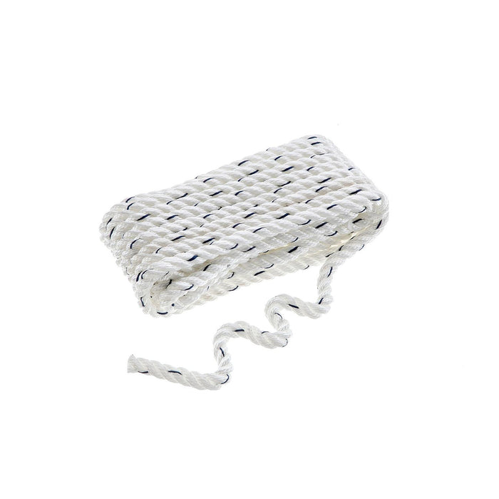 Seachoice 47521 Premium 3-Strand Twisted Nylon Dock Line, White w/ Blue Tracer, 3/8" x 20'