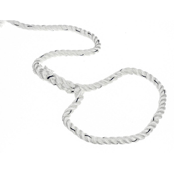 Seachoice 47571 Premium 3-Strand Twisted Nylon Dock Line, White w/ Blue Tracer, 1/2" x 25'