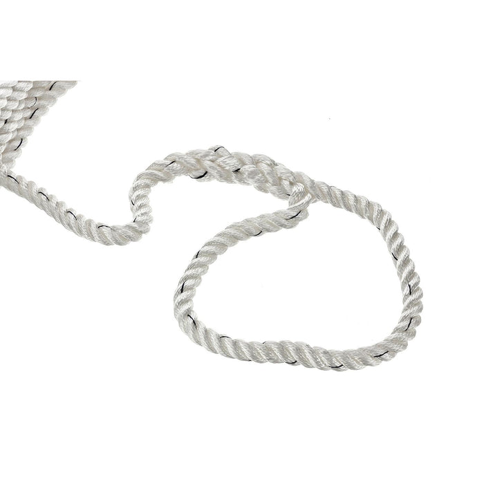 Seachoice 47601 Premium 3-Strand Twisted Nylon Dock Line, White w/ Blue Tracer, 5/8" x 25'