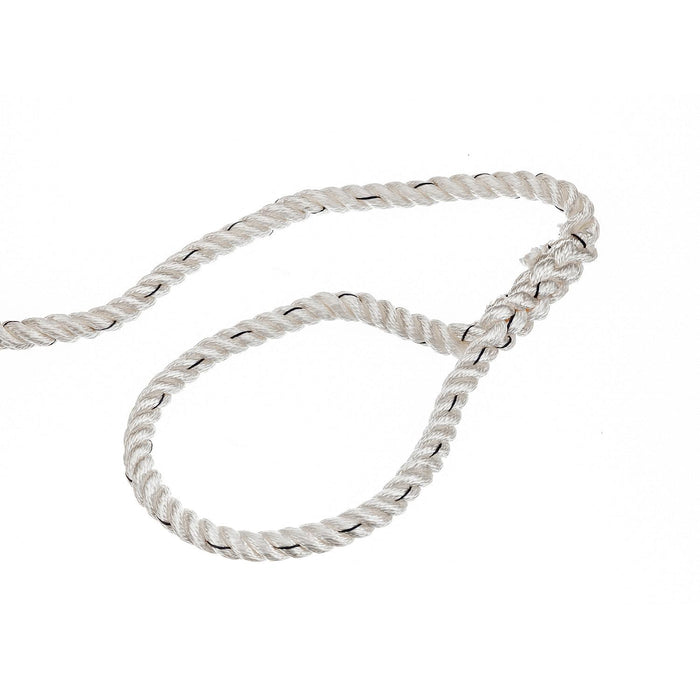 Seachoice 47621 Premium 3-Strand Twisted Nylon Dock Line, White w/ Blue Tracer, 5/8" x 35'