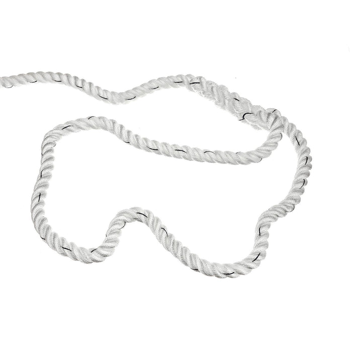 Seachoice 47631 Premium 3 Strand Twisted Nylon Dock Line, White w/ Blue Tracer, 3/4" x 25'