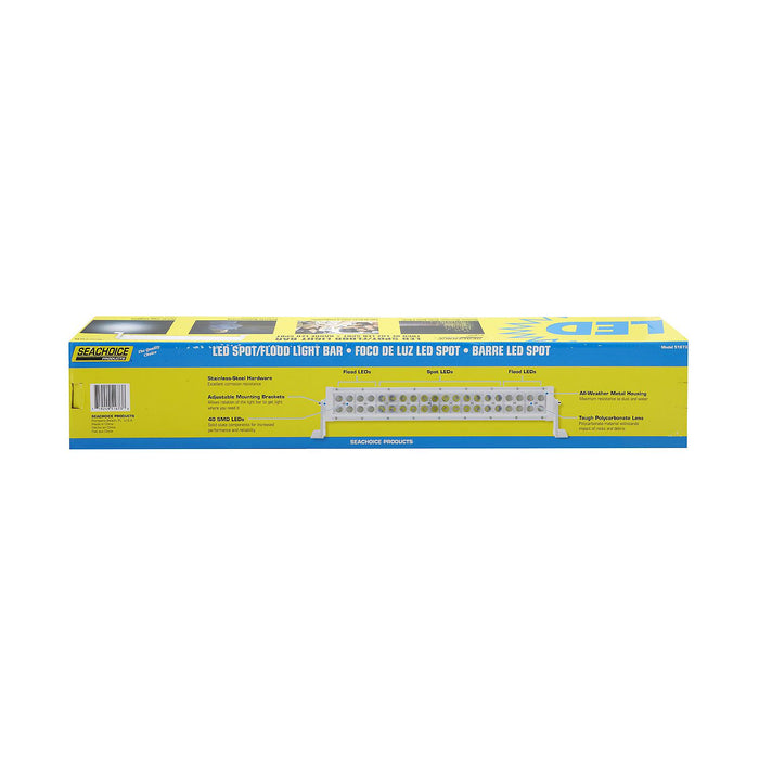 Seachoice UCL20CWSCH 51673 LED Spot/Flood Light Bar, Black Housing, 40 LEDs, 21.26", 12/24V