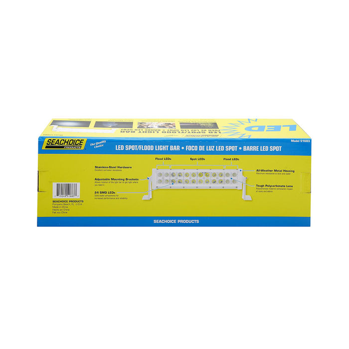 Seachoice UCL21CWSCH 51683 LED Spot/Flood Light Bar, White Housing 24 LEDs, 13.6", 12/24V
