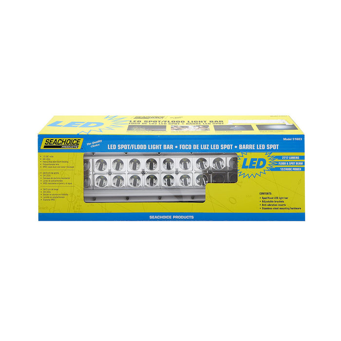 Seachoice UCL21CWSCH 51683 LED Spot/Flood Light Bar, White Housing 24 LEDs, 13.6", 12/24V