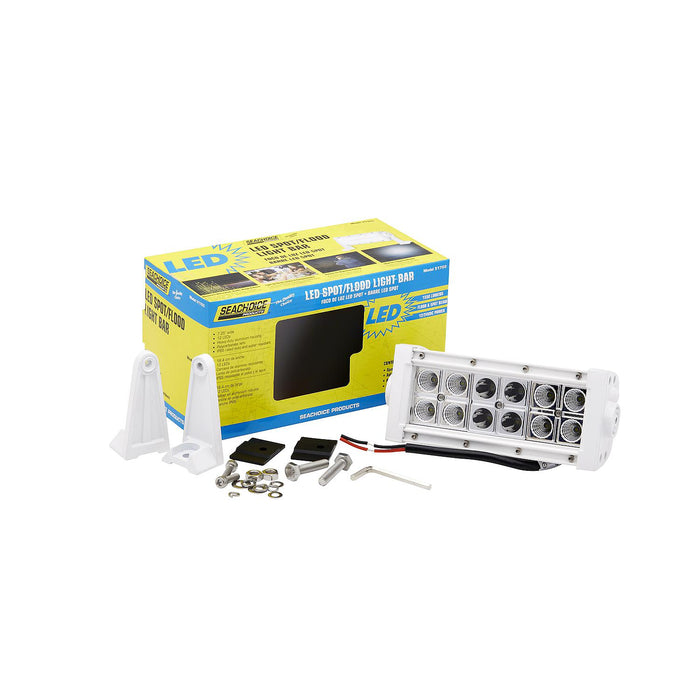 Seachoice UCL23CWSCH 51703 LED Spot/Flood Light Bar, White Housing, 12 LEDs, 7.25", 12/24V