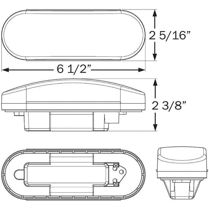 Seachoice ST70RKSCH 52931 3-Function Sealed Oval Flush-Mount Tail Light