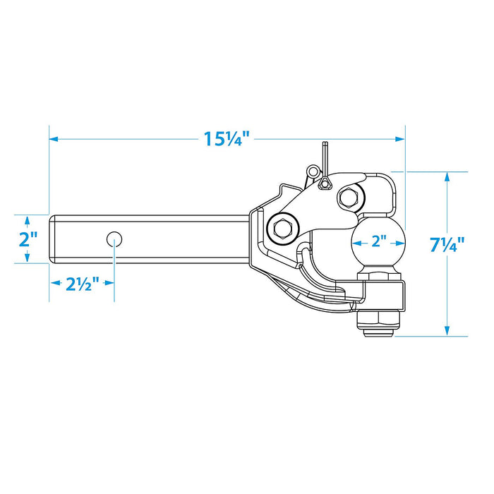 Seachoice 20212006 53361 6-Ton Pintle Hook, 7,000 lb. with 2" Hitch Ball